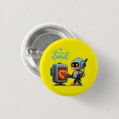 Save Your Soul Schattigee Robot Holding Heart bero Ronde Button 3,2 Cm (Voorkant /achterkant)