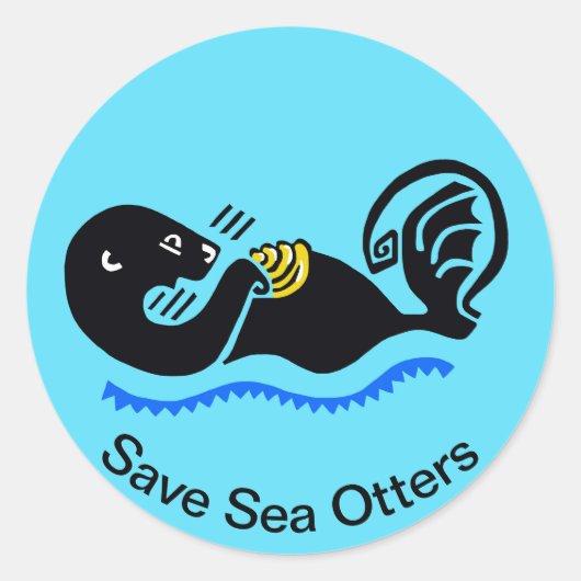 Save Zee OTTERS - Natuur - Wildlife - Blauw Ronde Sticker (Voorkant)