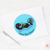 Save Zee OTTERS - Natuur - Wildlife - Blauw Ronde Sticker (Envelop)