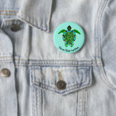Save ZEE SCHILDPADDEN - Wildlife - Ocean Aqua Ronde Button 5,7 Cm (In situ)