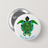Save Zee TURTLES -Bedreigde dieren grafiek - Ronde Button 5,7 Cm (Voorkant /achterkant)
