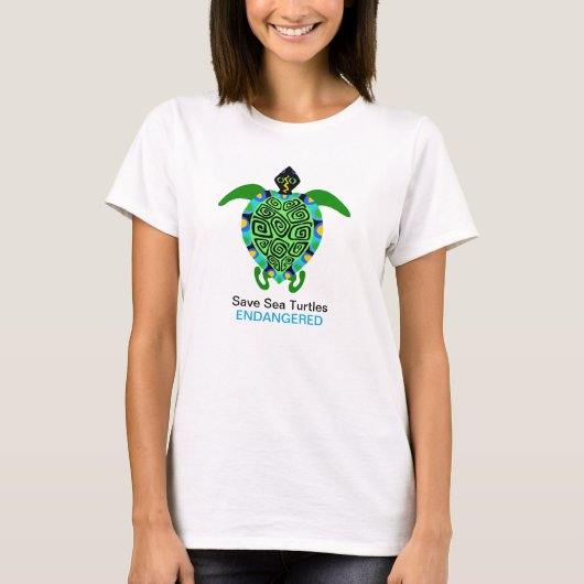 Save Zee TURTLES - Bedreigde dierenkaart T-shirt (Voorkant)