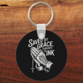 Saved By Grace Covered In Ink Christian Faith Inke Sleutelhanger (Voorkant)