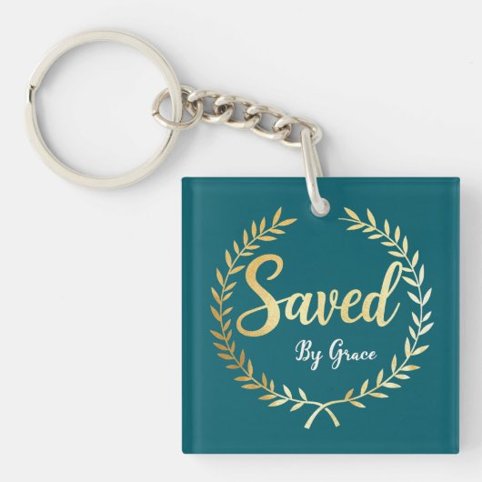 Saved by Grace Sleutelhanger - Cadeau voor trouwe (Voorkant)