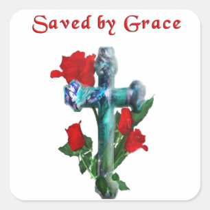Saved By Grace Vierkante Sticker