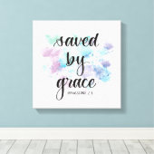 Saved by grace | watercolor background canvas afdruk (Insitu (Houten vloer))