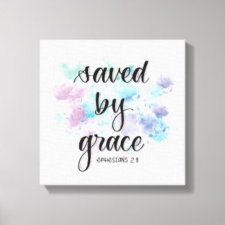 Saved by grace | watercolor background  canvas afdruk