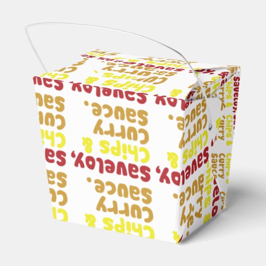 Saveloy, Chips & Curry Sauce. Bedankdoosjes (Achterkant)