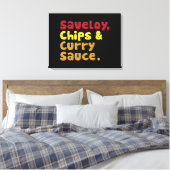 Saveloy, Chips & Curry Sauce. Canvas Afdruk (Insitu (Slaapkamer))
