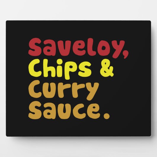 Saveloy, Chips & Curry Sauce. Fotoplaat (Voorkant)