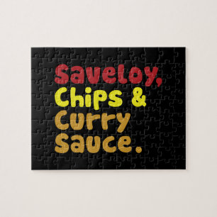 Saveloy, Chips & Curry Sauce. Legpuzzel