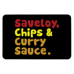 Saveloy, Chips & Curry Sauce. Magneet