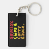 Saveloy, Chips & Curry Sauce. Sleutelhanger (achterkant)