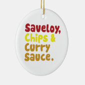 Saveloy, Chips & Curry Saus. Keramisch Ornament (Rechts)