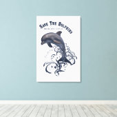 SaveTheDolphins - Gewikkeld canvas Afdruk (Insitu (Houten vloer))