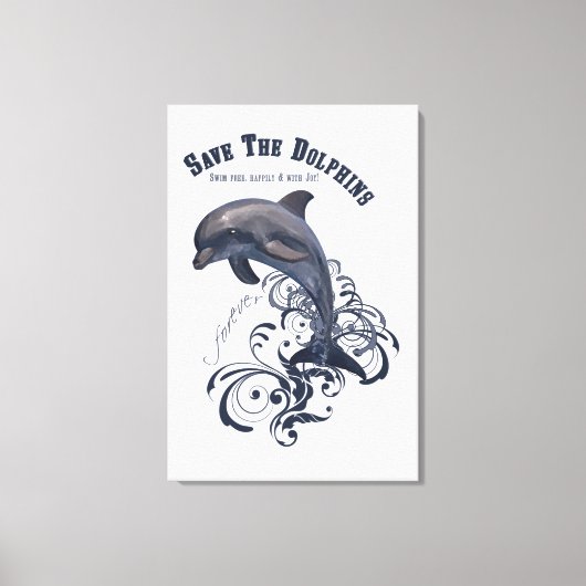 SaveTheDolphins - Gewikkeld canvas Afdruk (Voorkant)