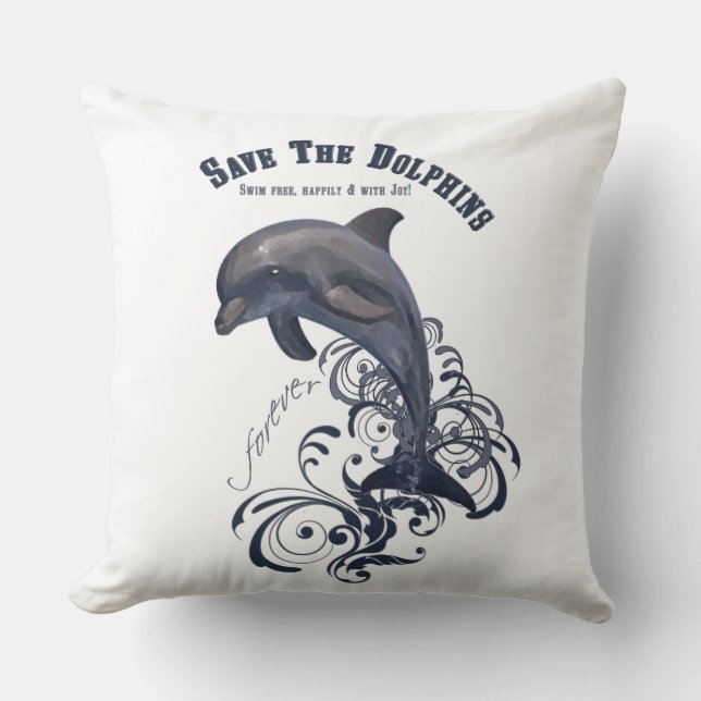 SaveTheDolphins - Pillow Kussen (Voorkant)