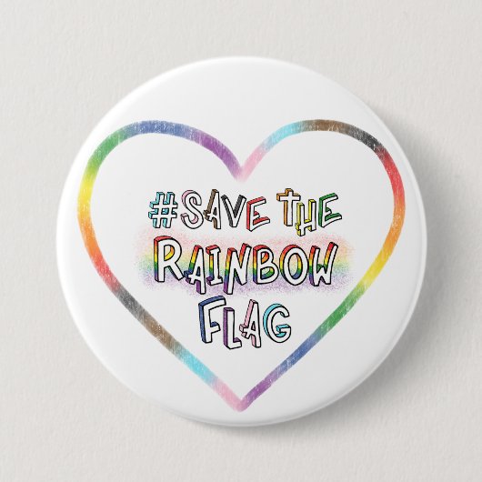 #SaveTheRainbowFlag handbelettering LGBTQ+ Rechten Ronde Button 7,6 Cm (Voorkant)