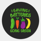 Saving Batteries Going Green Funny Inappropriate H Ronde Sticker (Voorkant)