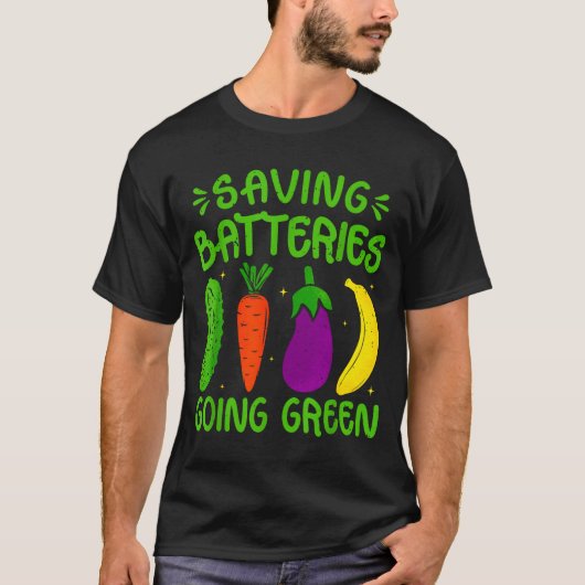 Saving Batteries Going Green Funny Inappropriate H T-shirt (Voorkant)