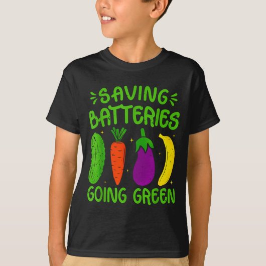 Saving Batteries Going Green Funny Inappropriate H T-shirt (Voorkant)