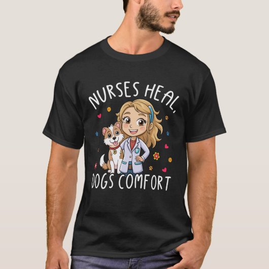 Saving Lives Loving Dogs – Nurse and Dog Lover T-shirt (Voorkant)