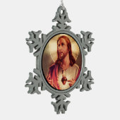 Savior Eyes opgevoed naar de hemel Tin Sneeuwvlok Ornament (Links)