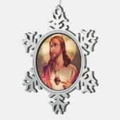 Savior Eyes opgevoed naar de hemel Tin Sneeuwvlok Ornament (Rechts)