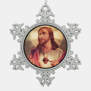 Savior Eyes opgevoed naar de hemel Tin Sneeuwvlok Ornament