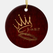 SAVIOR KING Elegant Mahonie Rood/Goud Kerstmis Keramisch Ornament (Voorkant)