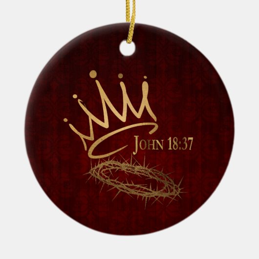 SAVIOR KING Elegant Mahonie Rood/Goud Kerstmis Keramisch Ornament (Voorkant)