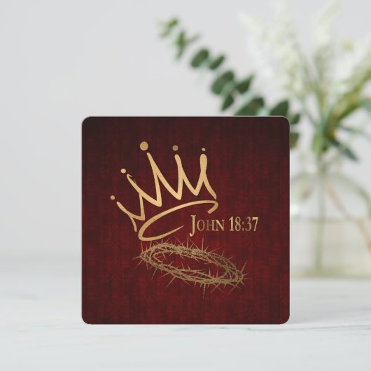 SAVIOR KING Elegant rood / goud Christelijk Kerstm Kaart (Staand voorkant)