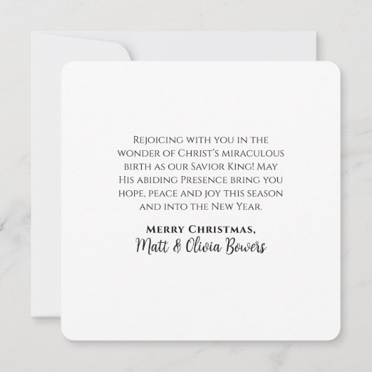 SAVIOR KING Elegant Zwart Christelijk Kerstmis Kaart (Achterkant)