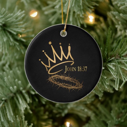 SAVIOR KING Elegant Zwart/Goud Kerstmis Keramisch Ornament (Boom)
