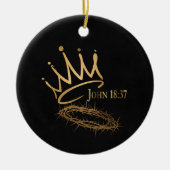 SAVIOR KING Elegant Zwart/Goud Kerstmis Keramisch Ornament (Voorkant)