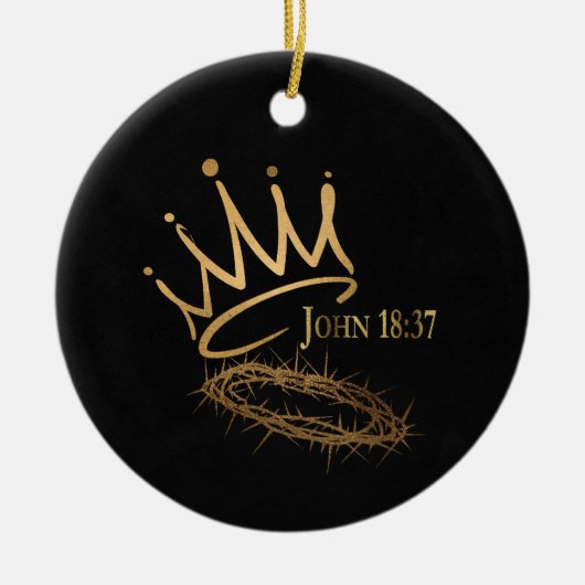 SAVIOR KING Elegant Zwart/Goud Kerstmis Keramisch Ornament (Voorkant)