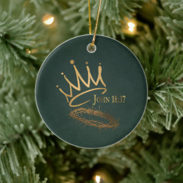 SAVIOR KING Elegante Groene/Gouden Kerstmis Keramisch Ornament