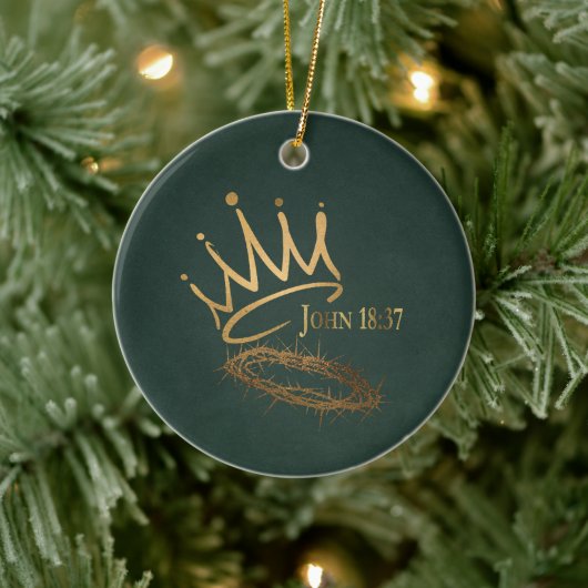 SAVIOR KING Elegante Groene/Gouden Kerstmis Keramisch Ornament (Boom)