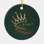 SAVIOR KING Elegante Groene/Gouden Kerstmis Keramisch Ornament (Voorkant)