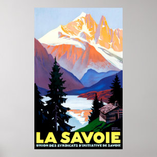 Savoie, Franse Alpen, Berg, Vintage reis Poster