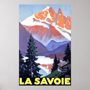 Savoie, Franse Alpen, Frankrijk, berg in de sneeuw Poster
