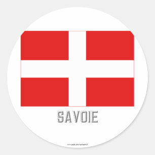 Savoie vlag met naam ronde sticker