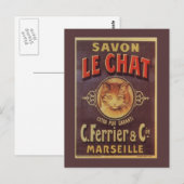 Savon Le Chat Fine -  Franse zeep Briefkaart (Voorkant / Achterkant)