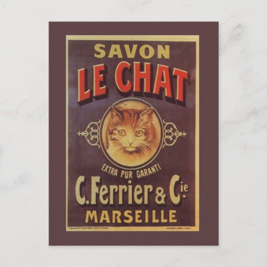 Savon Le Chat Fine -  Franse zeep Briefkaart (Voorkant)