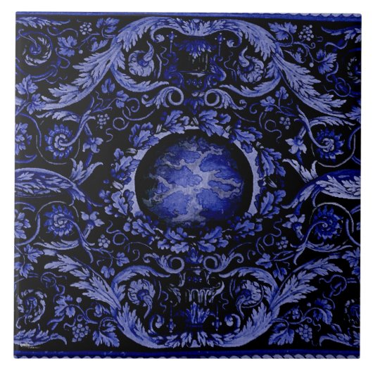 Savonnerie Carpet 1 (blauw) Tegeltje (Voorkant)