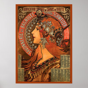 Savonnerie De Bagnolet door Mucha Poster