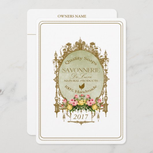 SAVONNERIE ~ Kaart voor uitnodiging (Voorkant / Achterkant)