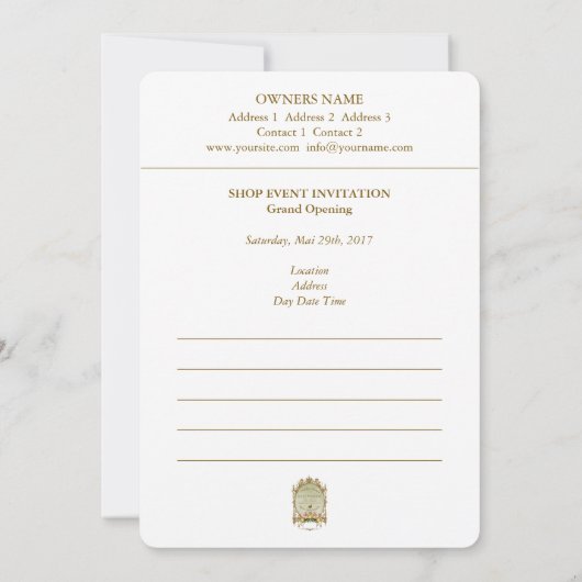 SAVONNERIE ~ Kaart voor uitnodiging (Achterkant)