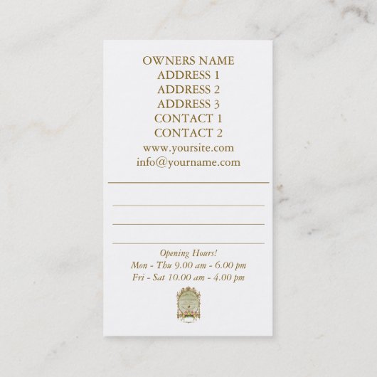 SAVONNERIE ~ Visitekaartje (Achterkant)