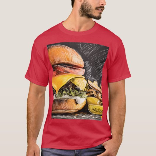 Savor a Juicy Cheeseburger with Fresh Veggies frie T-shirt (Voorkant)